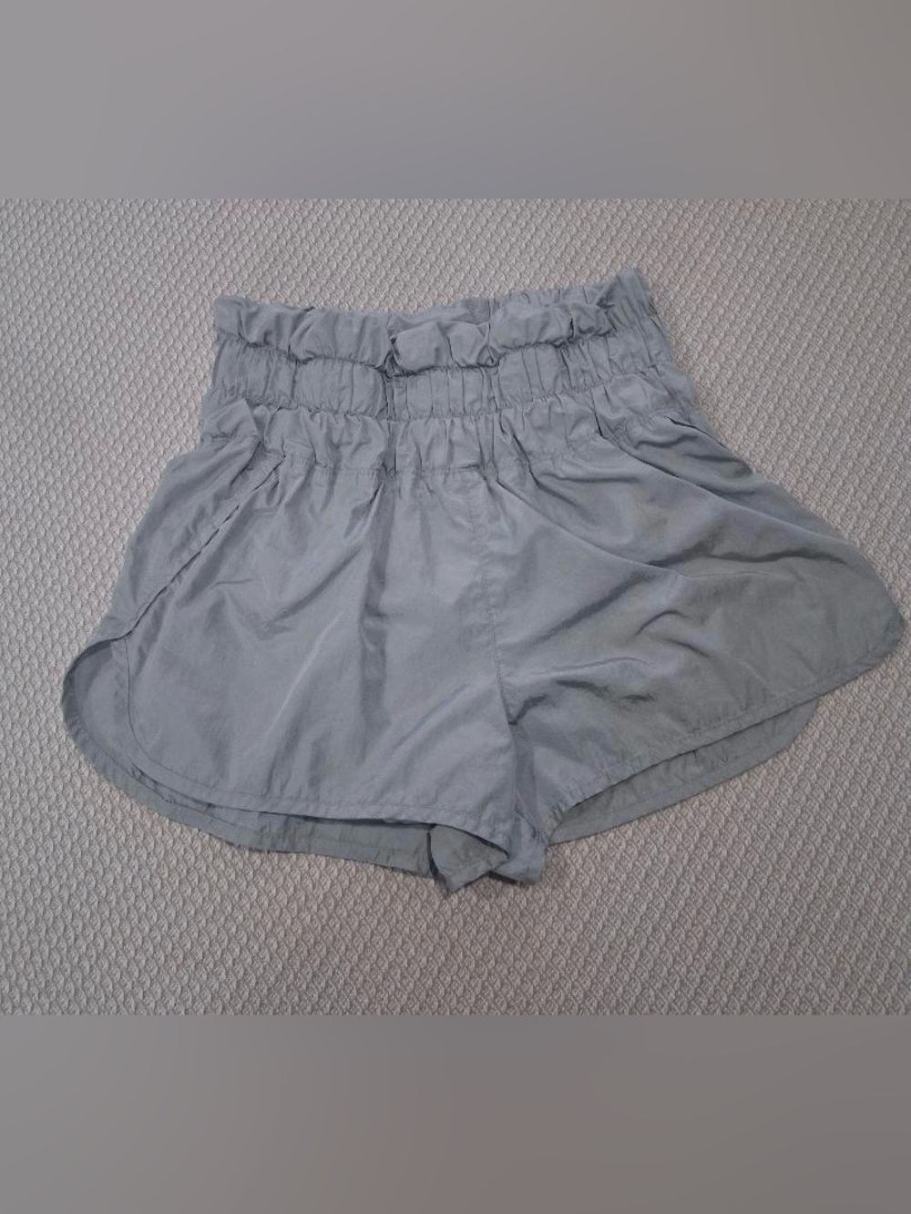 FP Movement by Free People Smocked High-Waist Light Gray Lounge Shorts